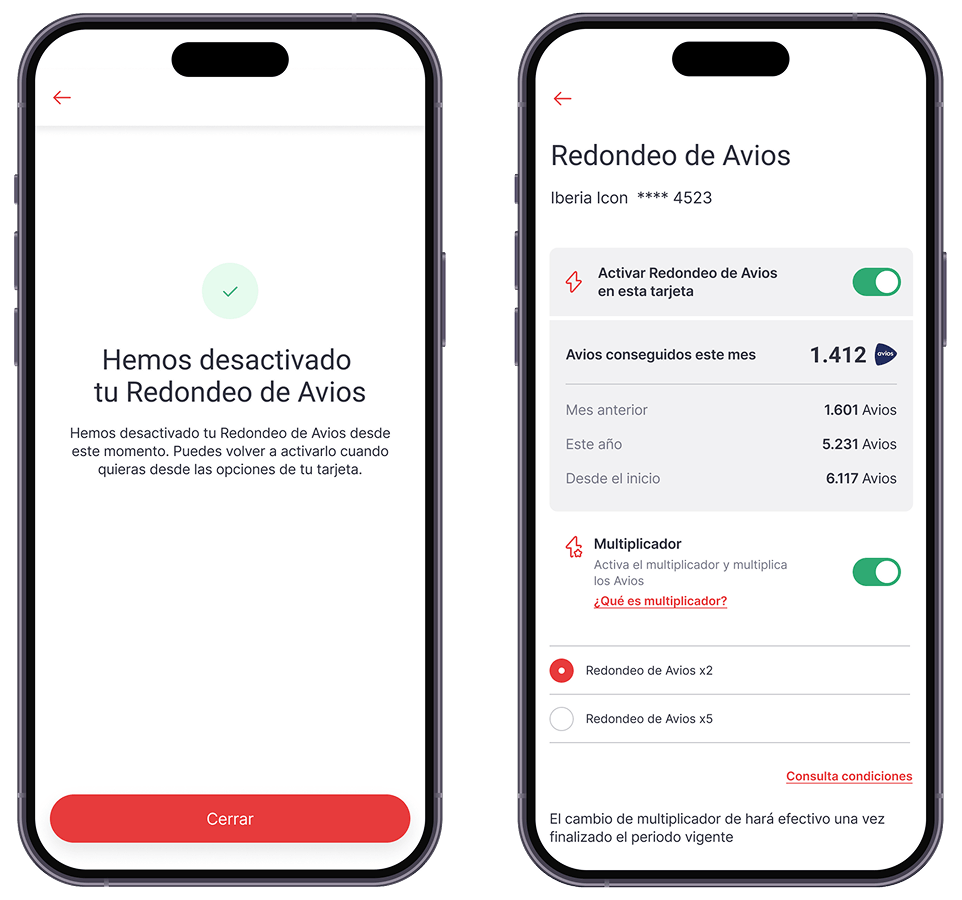 Gestión del redondeo y del multiplicador en la app